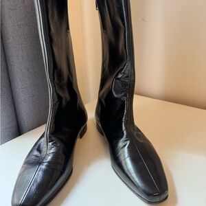 Manolo Blahnik Black Leather Boots